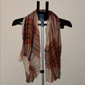 Cozy Plaid Scarf with Fringe